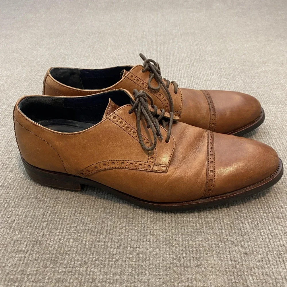 Cole Haan Grand.OS Shoes Mens Size 11.5 M Brown Leather Cap Toe Derby C26146